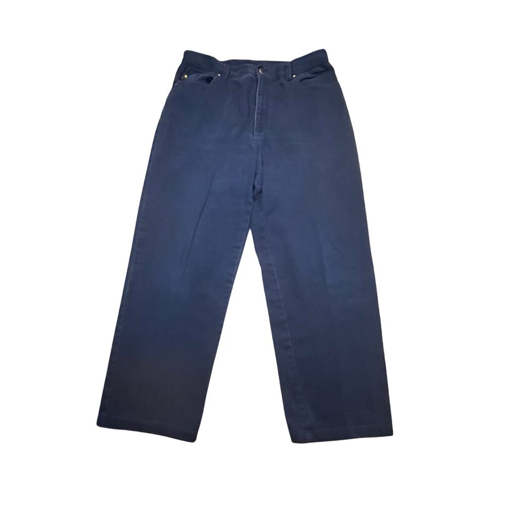 Lauren Jeans Co Ralph Lauren Pants Womens 14 Navy Blue Straight Leg Cotton Ankle